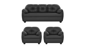 Tomaso Leatherette Sofa Set (Black)