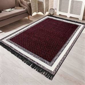 Carpet Runners Design Maroon Abstract Machine Made Polyester Carpet 7 X 5 Feet
