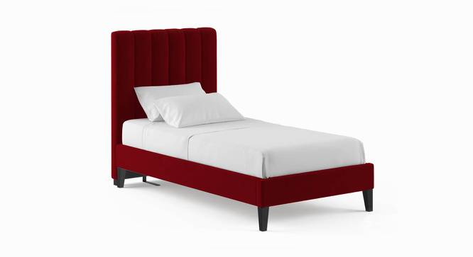 Leslie Solid Wood Single Non-Storage Normal Bed in Maroon colour (Single Bed Size, Polished Finish) by Urban Ladder - Front View Design 1 - 644209