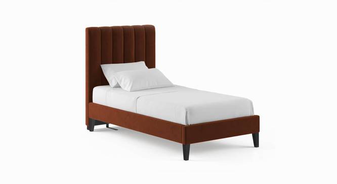 Kara Solid Wood Single Non-Storage Normal Bed in Brown colour (Single Bed Size, Polished Finish) by Urban Ladder - Front View Design 1 - 644215