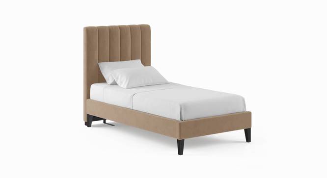 Madeline Solid Wood Single Non-Storage Normal Bed in Beige colour (Single Bed Size, Polished Finish) by Urban Ladder - Front View Design 1 - 644221