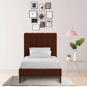 Single Beds Design Kara Solid Wood Single Size Upholstered Bed in Polished Finish