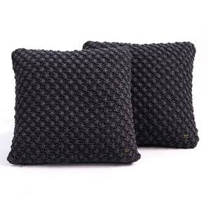 Cushion Cover Design Spencer Black Solid 18x18 inches Cotton Cushion Cover (Black)
