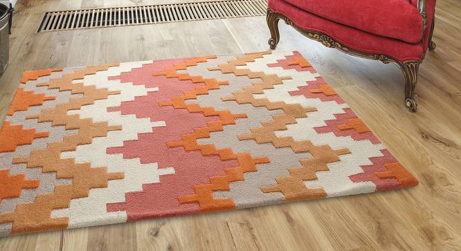 Milani Orange Geometric Natural Fiber 15x10 inches Carpet (Orange) by Urban Ladder - Front View Design 1 - 646504