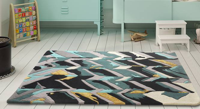 Amira Green Abstract Natural Fiber 18x13 inches Carpet (Green) by Urban Ladder - Front View Design 1 - 646536