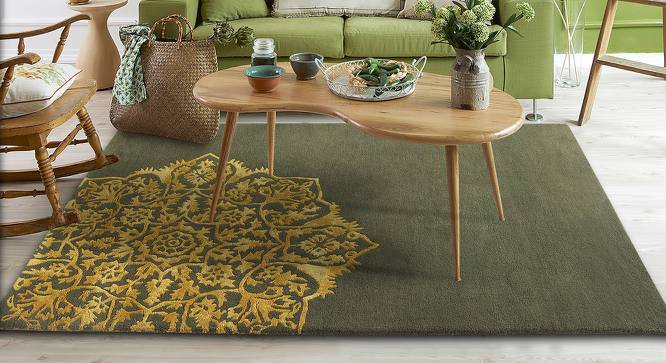 Lennon Green Solid Natural Fiber 15x10 inches Carpet (Green) by Urban Ladder - Front View Design 1 - 646541