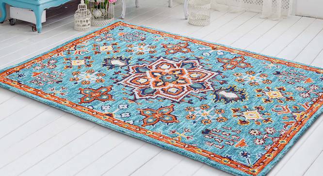 Aniyah Blue Traditional Natural Fiber 15x10 inches Carpet (Blue) by Urban Ladder - Front View Design 1 - 646569