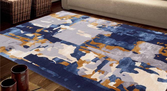 Ophelia Blue Abstract Natural Fiber 20x15 inches Carpet (Blue) by Urban Ladder - Front View Design 1 - 646631
