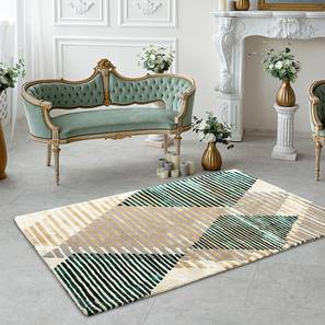 Hall Carpet Design Green Abstract Hand Tufted Wool Carpet