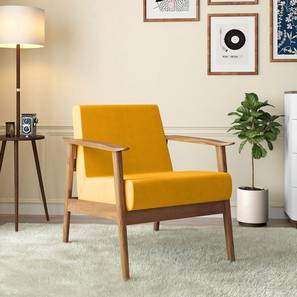 Wing Lounge Chairs Design Brooks Solid Teak Wood ArmChair (Teak Finish, Mustard Yellow)