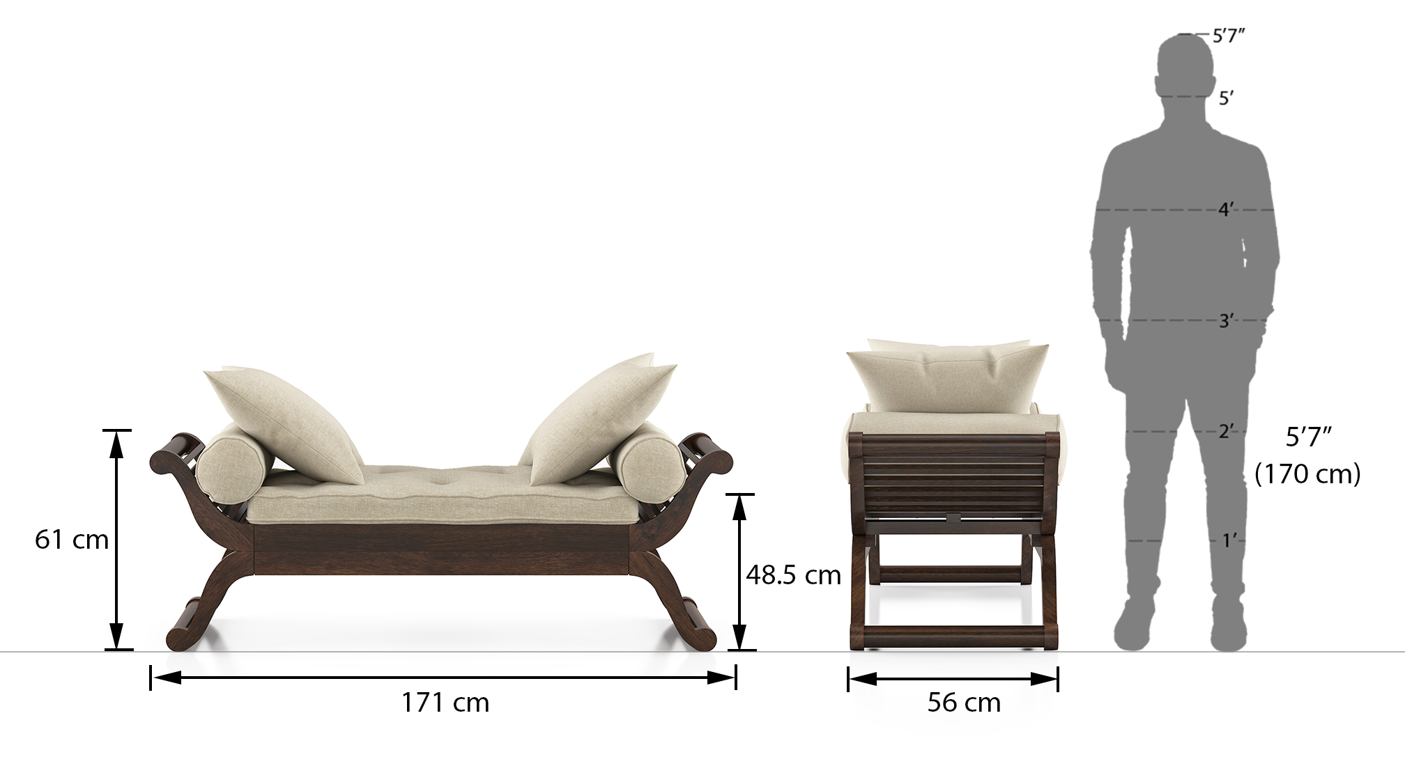 Saachi day bed finish mango walnut colour brown 9
