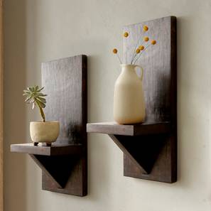 Wall Shelves Design Dark Brown Wood Wall Shelf - Set of