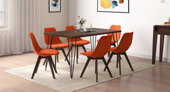 Dyson Solid Wood 6 Seater Dining Table (Mango Walnut Finish) by Urban Ladder - Front View - 651336