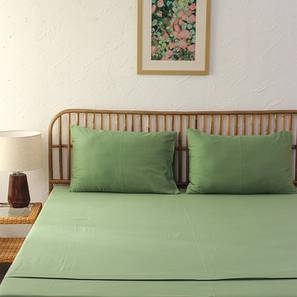 House This Design Green Abstract 180 TC Cotton Single Size Bedsheet with 1 Pillow Covers