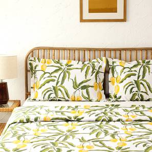House This Design Yellow Abstract 180 TC Cotton Single Size Bedsheet with Pillow Covers