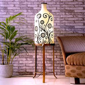 Mavis White Glass Shade Floor Lamp With White Metal Base-image-8