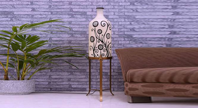 Mavis White Glass Shade Floor Lamp With White Metal Base (White) by Urban Ladder - Front View Design 1 - 652175