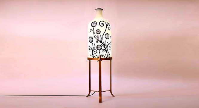 Mavis White Glass Shade Floor Lamp With White Metal Base (White) by Urban Ladder - Design 1 Side View - 652196
