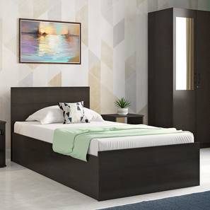 Bedroom Furniture Sets Design Zoey Basic Storage Bedroom Set (Single Bed+ 2 Door Wardrobe +Bedside) (Dark Wenge Finish)
