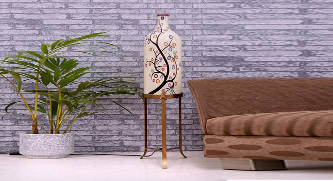 Nellie White Glass Shade Floor Lamp With White Metal Base (White) by Urban Ladder - Front View Design 1 - 655010