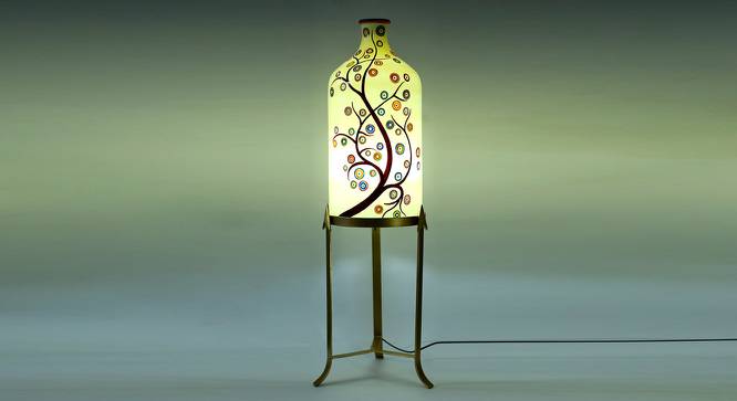 Nellie White Glass Shade Floor Lamp With White Metal Base (White) by Urban Ladder - Design 1 Side View - 655035