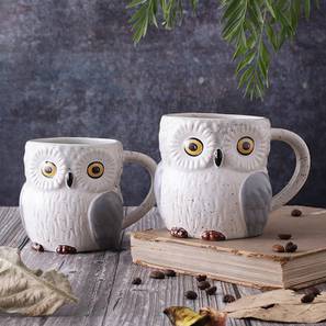 Cups Mugs Design Rowan White Ceramic 400 ML Cups Set of 2 (White)