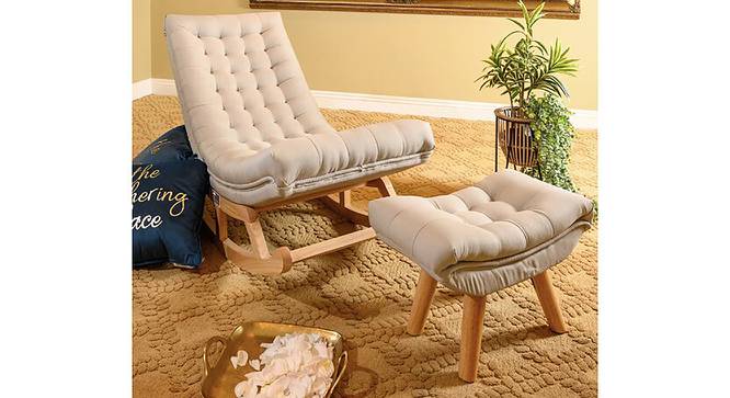 Paley Solid Wood Rocking Chair in Beige Leatherette Colour (Beige) by Urban Ladder - Front View Design 1 - 655874