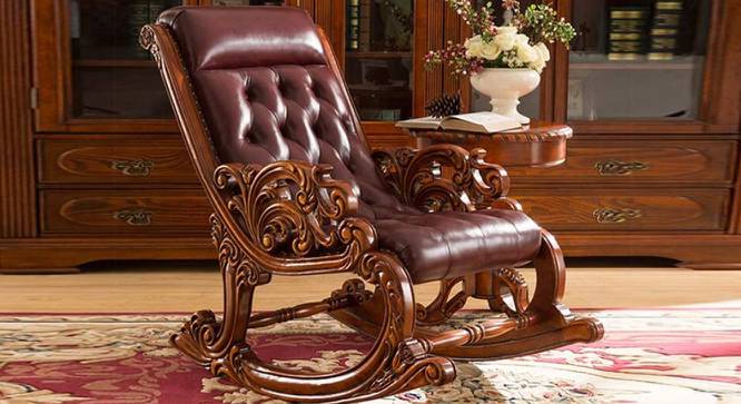 Eldred Solid Wood Rocking Chair in Brown Leathere Colour (Brown) by Urban Ladder - Design 1 Side View - 655879