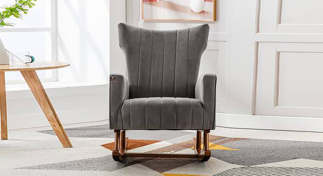 Oswyn Solid Wood Rocking Chair in Grey Colour (Grey) by Urban Ladder - Design 1 Side View - 655920