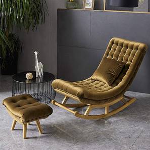 Rocking Chairs Living In Mumbai Design Ashlei Lounge Chair in Gold Fabric