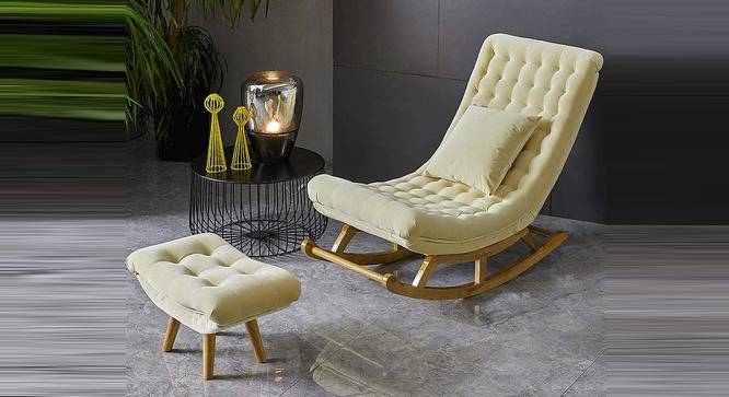 Mylene Solid Wood Rocking Chair in Beige Colour (Beige) by Urban Ladder - Front View Design 1 - 656022