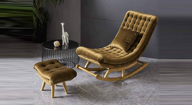 Ashlei Solid Wood Rocking Chair in Golden Colour (Gold) by Urban Ladder - Front View Design 1 - 656023