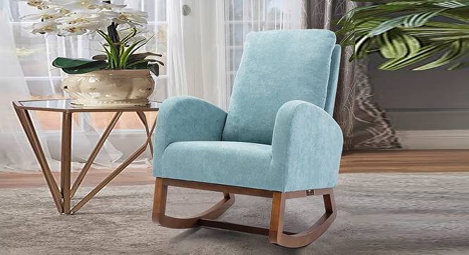 Rigg Solid Wood Rocking Chair in Blue Colour (Blue) by Urban Ladder - Front View Design 1 - 656032