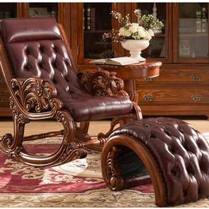 Rocking Chairs Living Design Eldred Leatherette Lounge Chair in Brown Colour