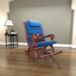 Rocking Chairs Living In Hyderabad Design Rudyard Lounge Chair in Blue Fabric