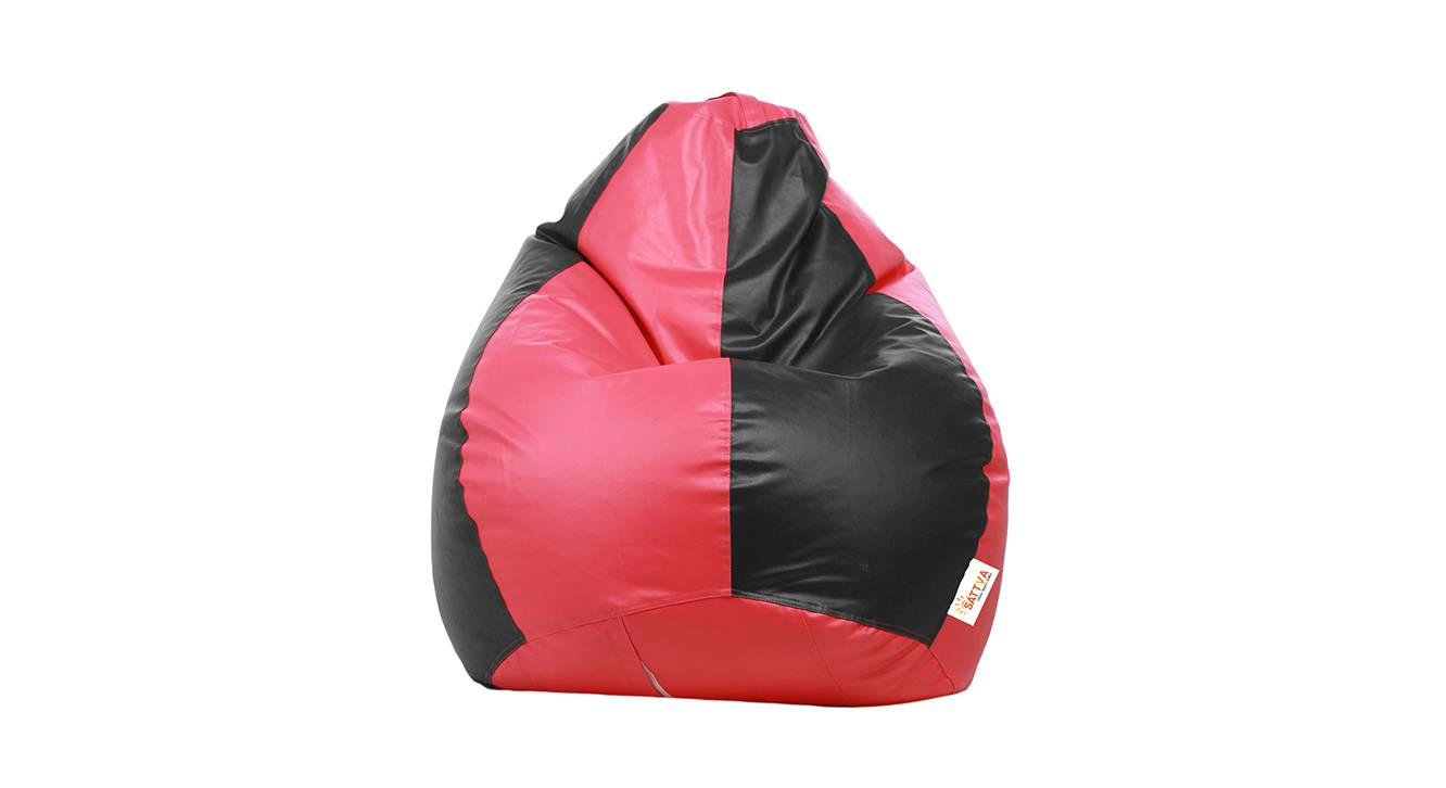 Chelsea XXXL Leatherette Classic Bean Bag with Beans in Black & Pink