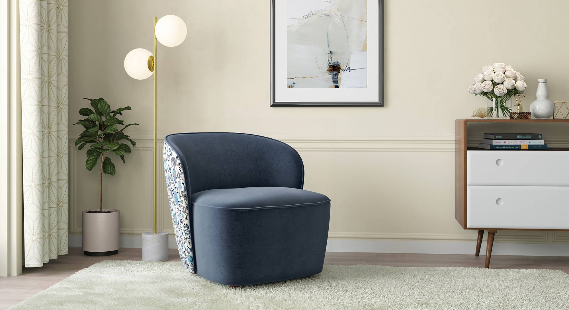 Portia Fabric Accent Chair in Icy Turquoise Colour Urban Ladder