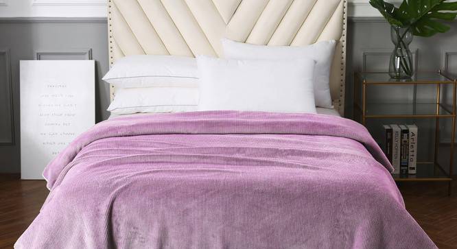 Kynlee Purple Solid 220 GSM Synthetic Fiber Double Bed Blanket (Purple) by Urban Ladder - Front View Design 1 - 656828