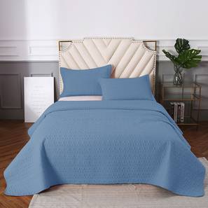 Light Blue Solids 210 TC Cotton Double Size Bedsheet with 2 Pillow ...