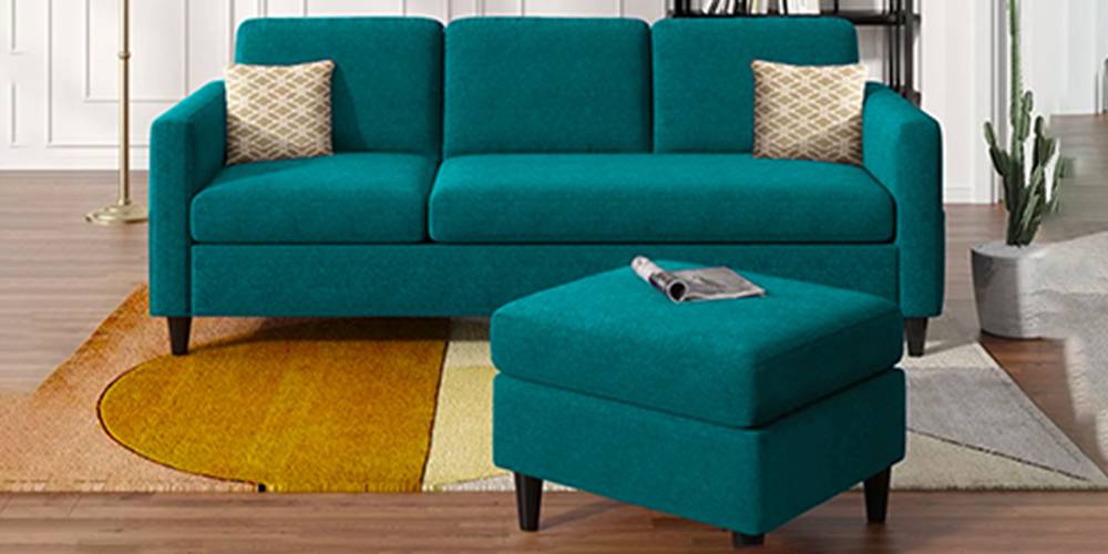 Monznij Sectional Fabric Sofa - Turquoise by Urban Ladder - - 