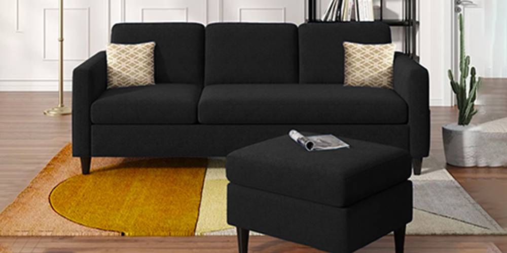 Monznij Sectional Fabric Sofa - Black by Urban Ladder - - 