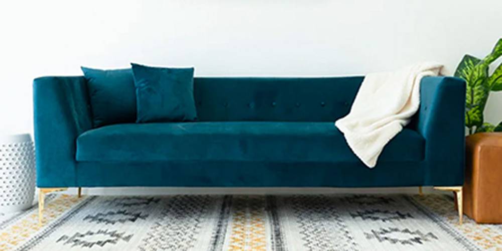 Alpha Fabric Sofa - Blue by Urban Ladder - - 