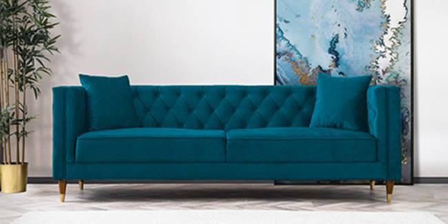 Haruko Fabric Sofa - Blue (3-seater Custom Set - Sofas, None Standard Set - Sofas, Fabric Sofa Material, Regular Sofa Size, Regular Sofa Type, Teal Blue)