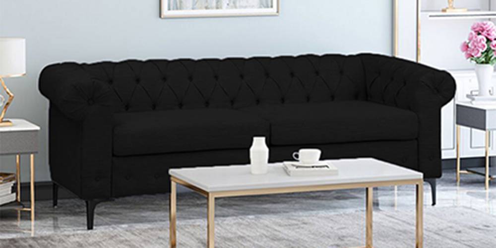 Rolex Fabric Sofa - Black by Urban Ladder - - 