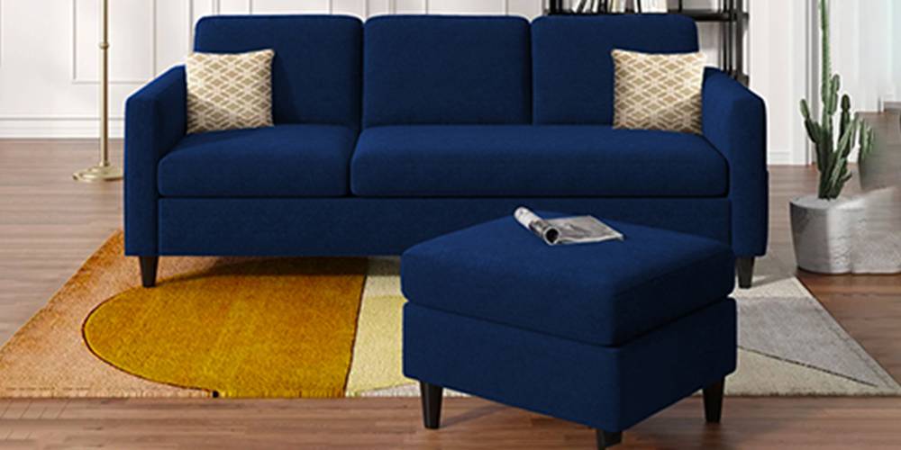 Monznij Sectional Fabric Sofa - Navy Blue by Urban Ladder - - 