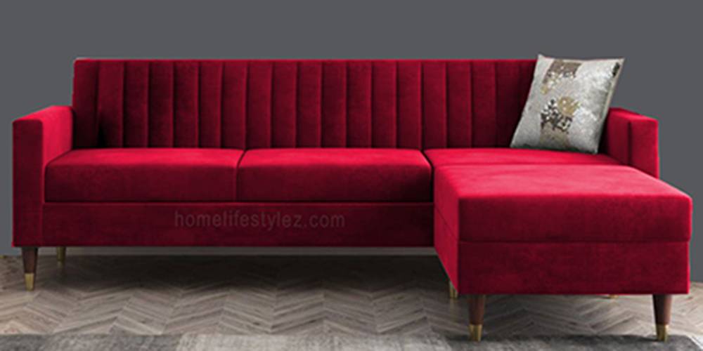 Deeplac Sectional Fabric Sofa - Navy Blue by Urban Ladder - - 