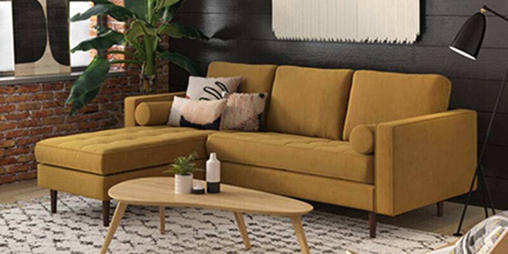 Bipro Sectional Fabric Sofa - Yellow by Urban Ladder - - 