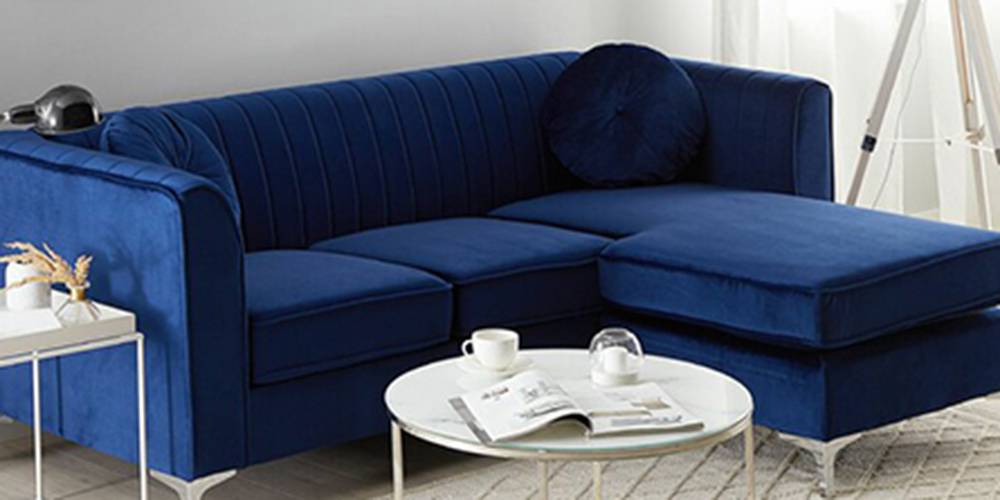 Fascino Sectional Fabric Sofa - Navy Blue by Urban Ladder - - 