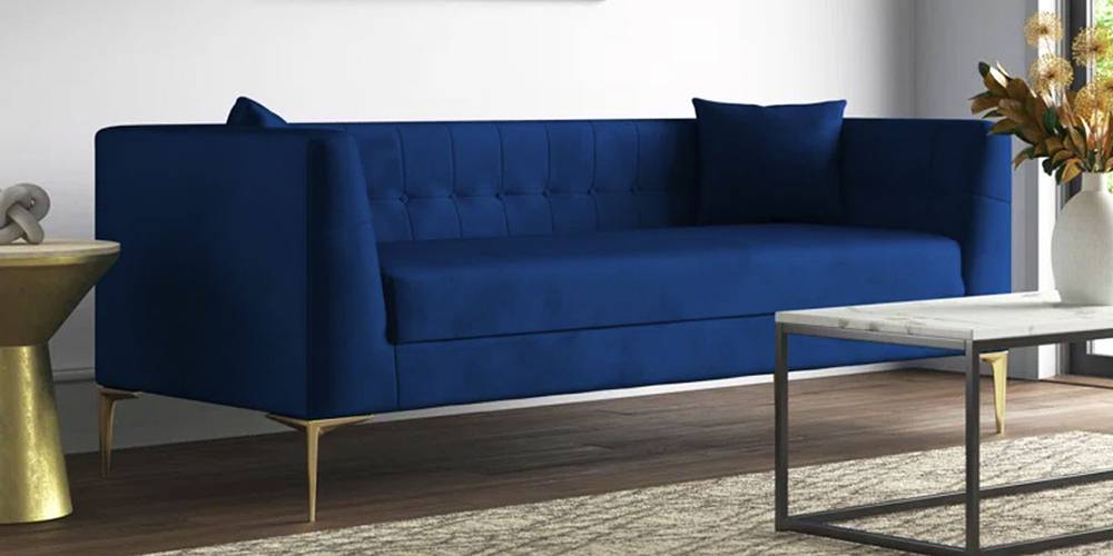 Alpha Fabric Sofa - Navy Blue by Urban Ladder - - 