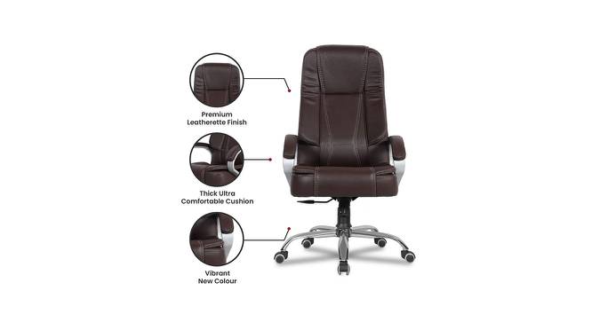Evah Leatherette Swivel Study Chair in Brown Colour (Brown) by Urban Ladder - Cross View Design 1 - 657998